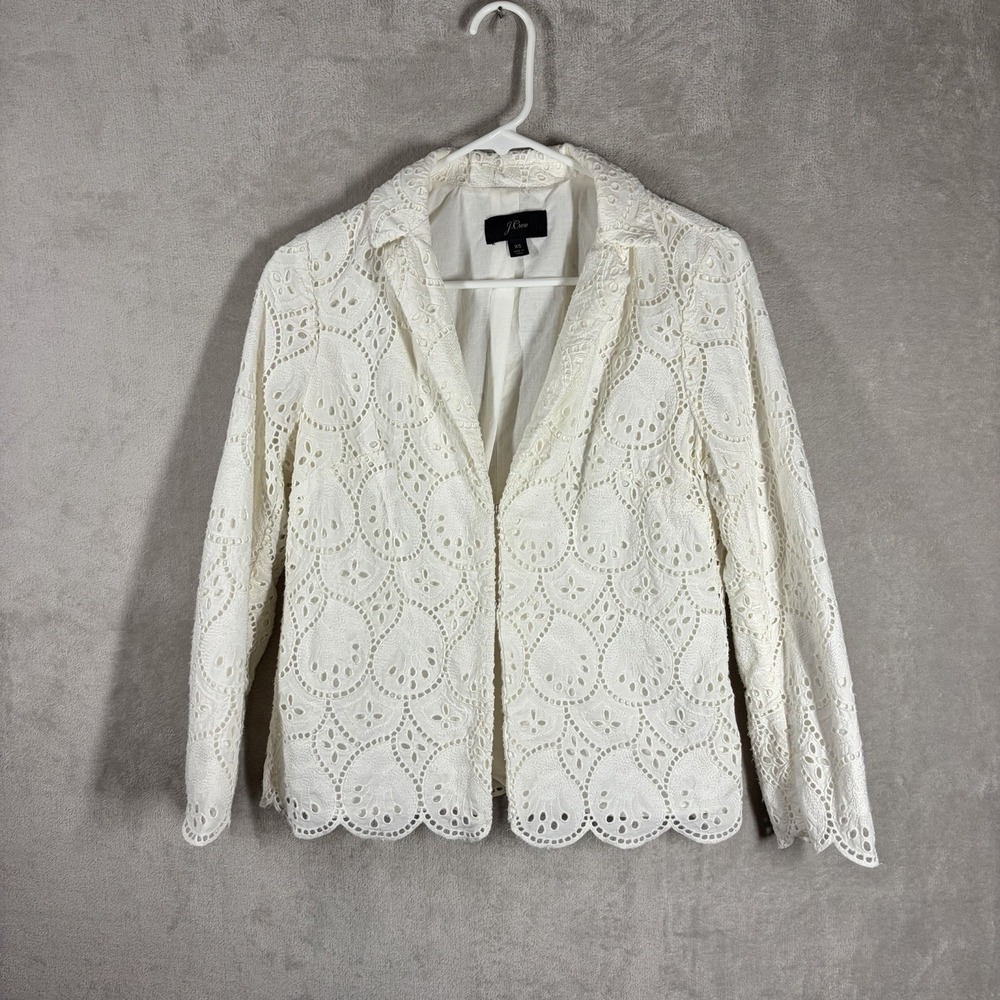 J. Crew Eyelet Cutout Lace Blazer Size XS Cottage Country Career
